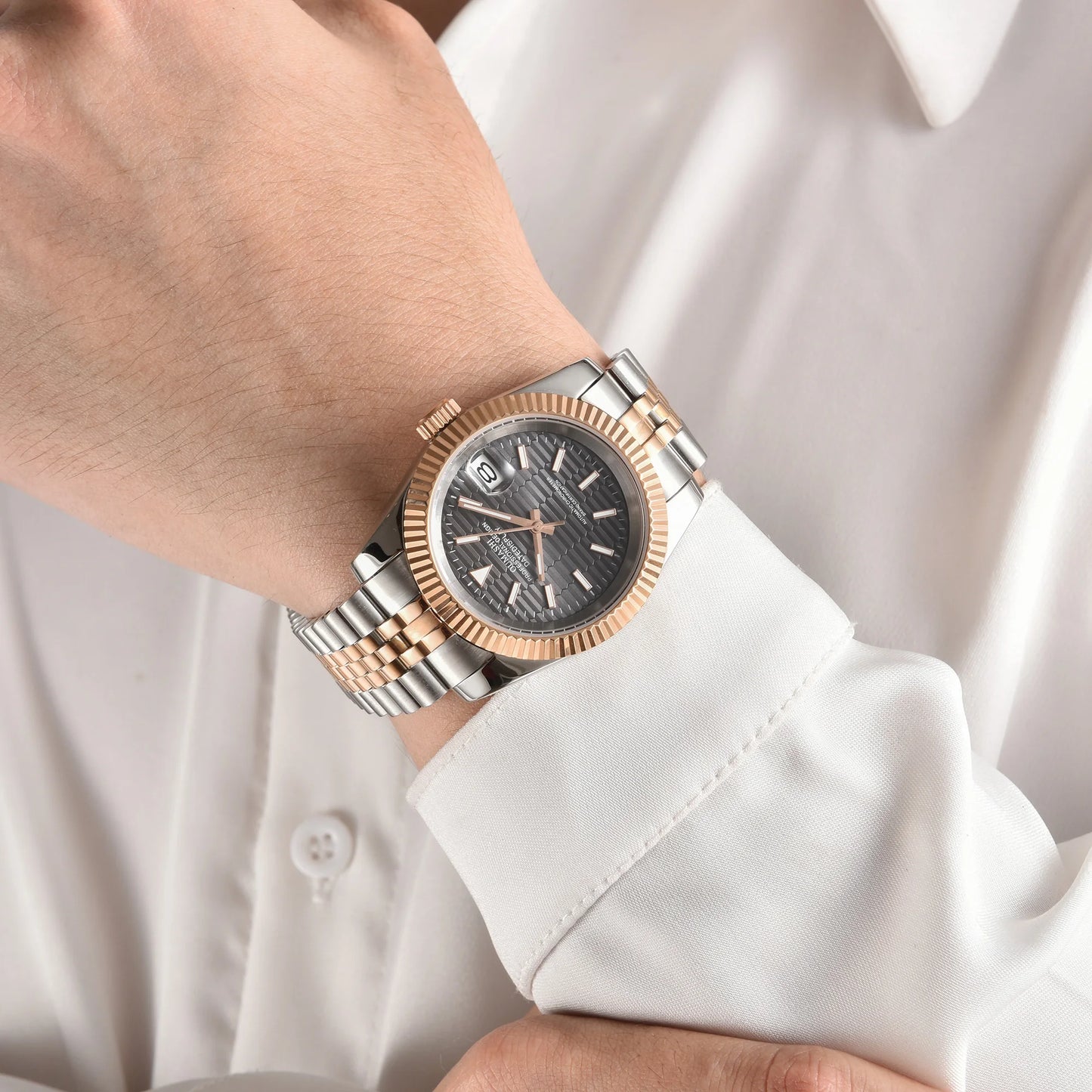 watches Men 36mm/39mm Automatic mechanical Rose Gold watch NH35 stainless steel sapphire waterproof 10Bar C3 green luminous