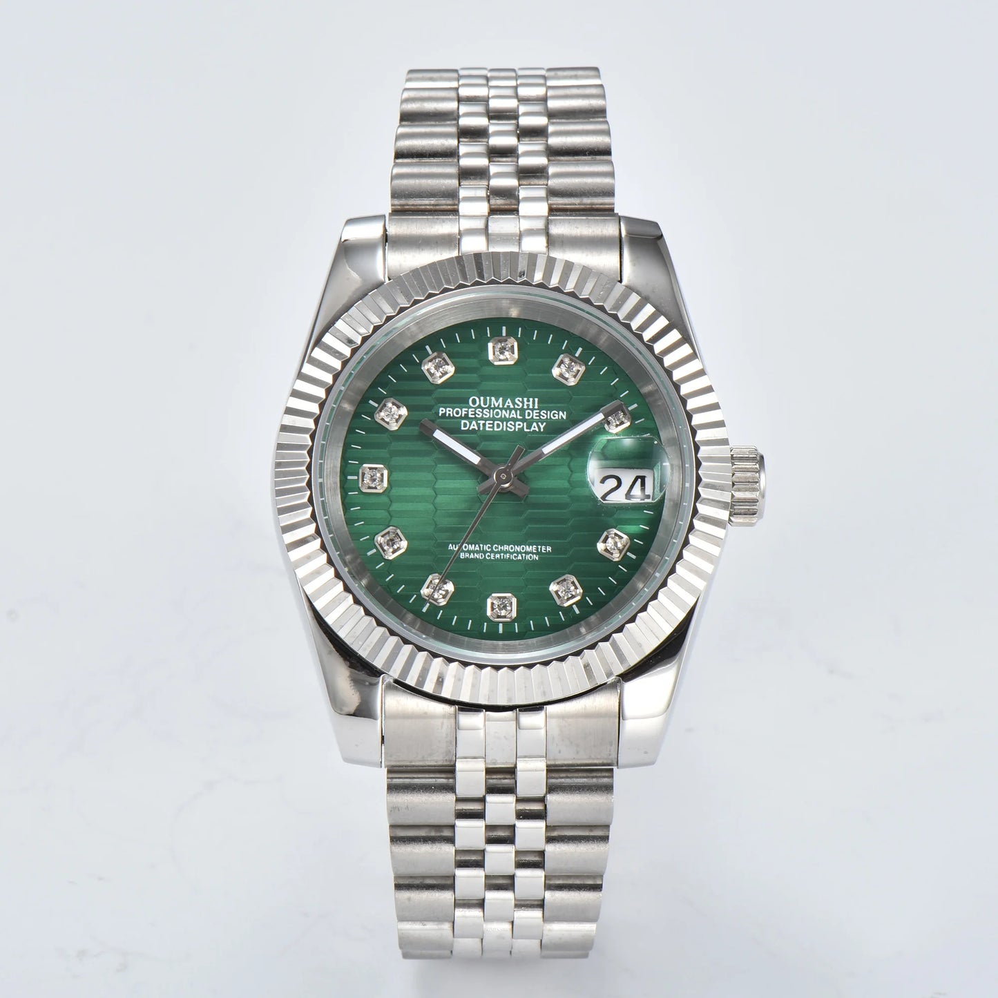 Men's 36mm/39mm Watches NH35 Automatic Movement Silver Case White Dial Blue AR Sapphire Glass Date Stainless Steel Strap