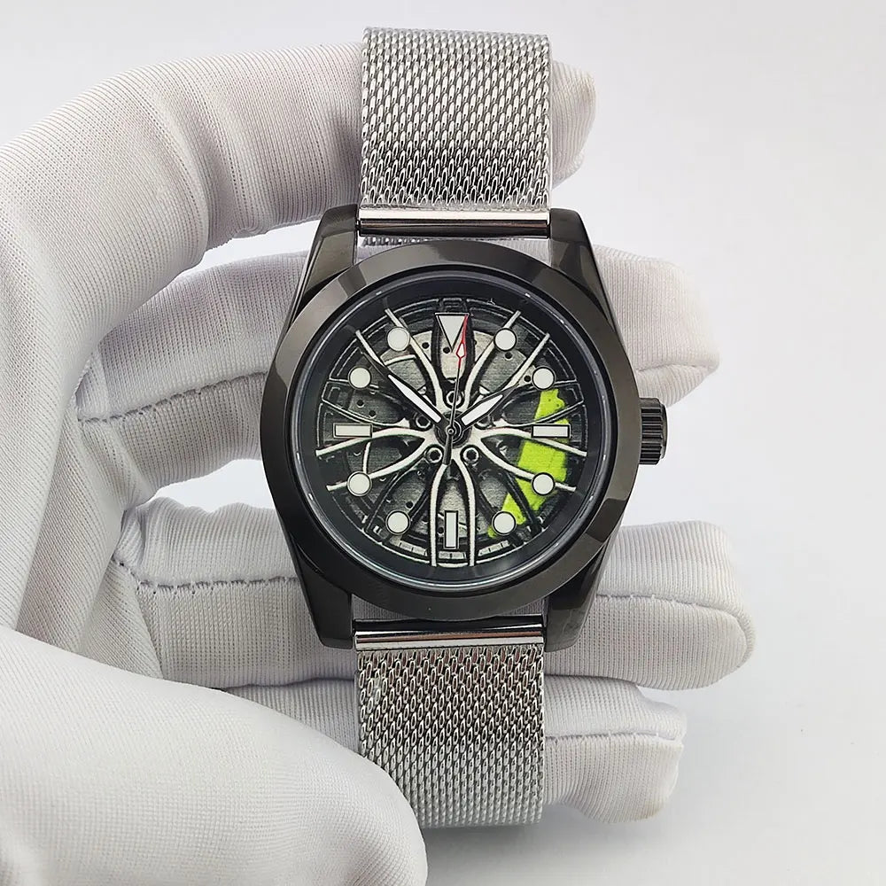 NH35 WATCH Men Watches Waterproof Rotary Sport Car Rim Man Luxury Watch Fashion Stainless Steel Men's mechanical watch