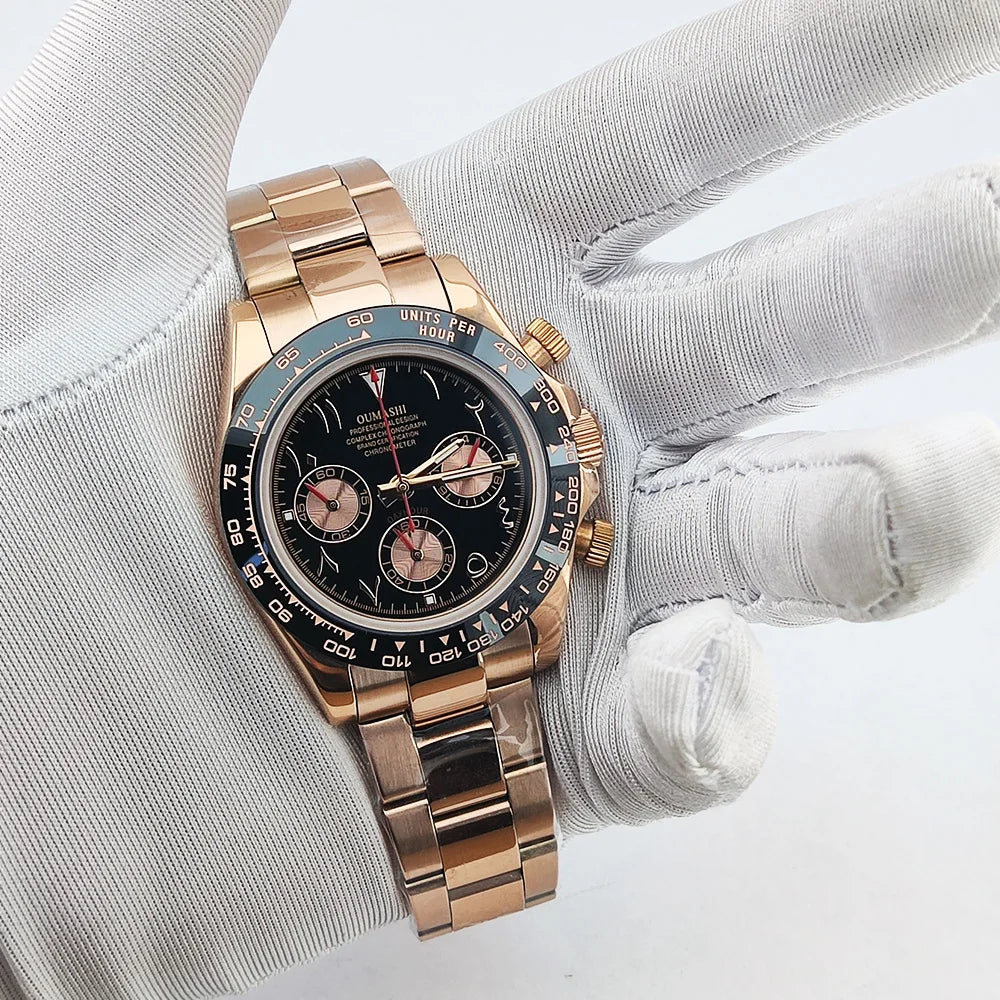 VK63 WATCH 39.3MM Casual Vk63 Quartz Movement Watch Men's waterproof steel case Arabian Dial Chronograph Luminous watch
