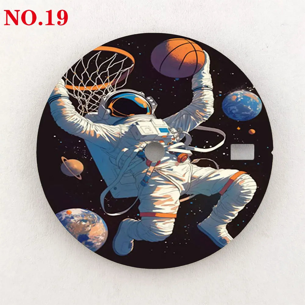 28.5mm watch dial NH35 dial astronaut custom dial color printing watch components compatible with NH35/36 movement