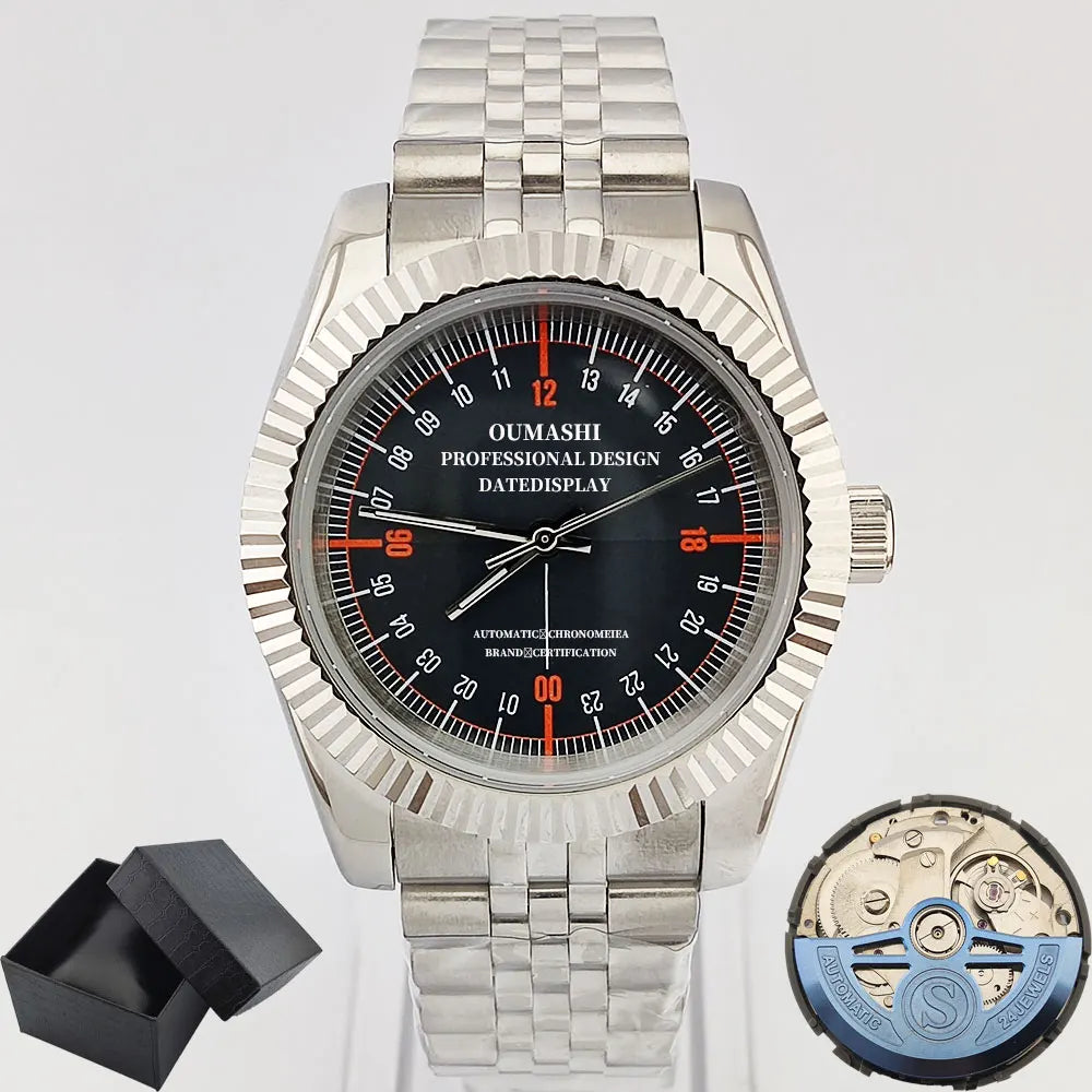 New 36mm/39mm watch NH35A automatic mechanical luxury Sapphire C3 luminous waterproof 100 m RELOJ 24-hour watch OUMASHI brand