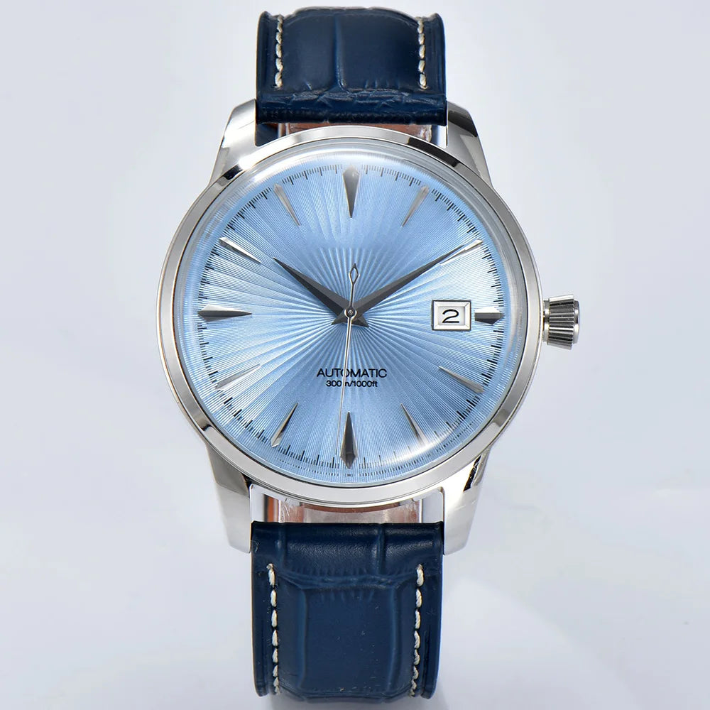Cocktail watch 40.5mm watch Gemstone Series NH35 Automatic mechanical Men's Watch 10ATM Mineral glass waterproof leather strap