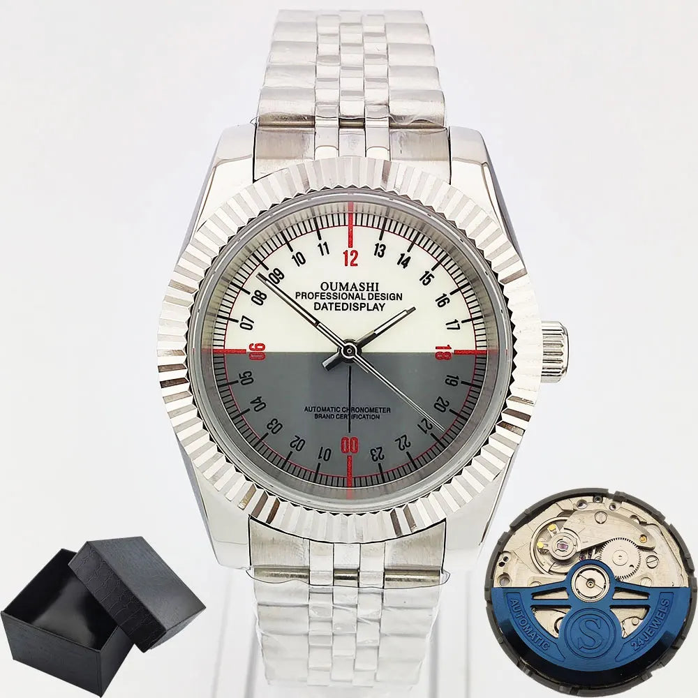 New 36mm/39mm watch NH35A automatic mechanical luxury Sapphire C3 luminous waterproof 100 m RELOJ 24-hour watch OUMASHI brand