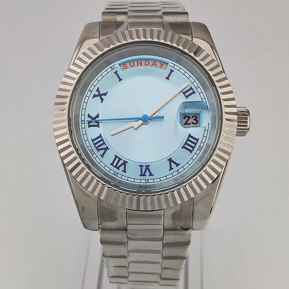 39mm OUMASHI WATCH men's mechanical watch sky blue Roman dial luxury automatic watch men's Japan MIYOTA 8285 sapphire crystal