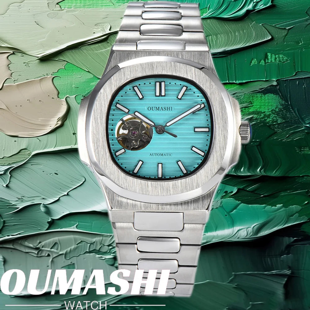Automatic NH38a Watch 43mm Men's Watch Mechanical Hollow Watch 316L Stainless steel sapphire glass shell waterproof watch 10ATM
