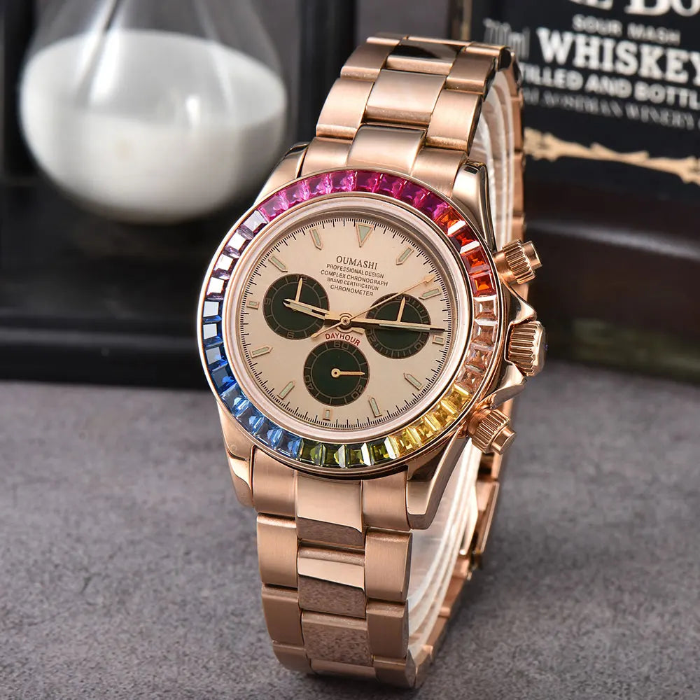 Men watches GEM Automatic Watch 39mm 4130 Chronograph Mechanical Wristwatch Sapphire Triple Windows Waterproof 10ATM 7750 watch
