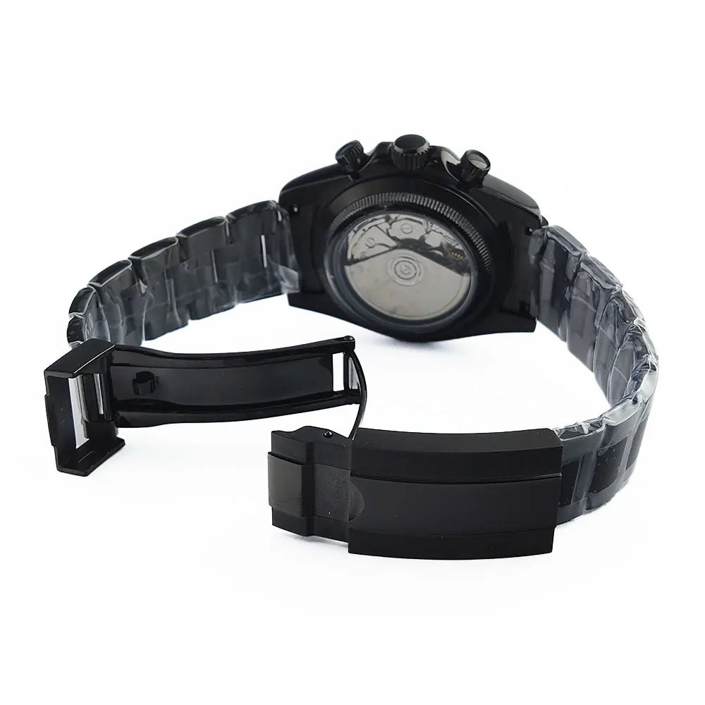 men 4130 WATCH sapphire Glass GEM black automatic mechanical watch 39.3mm  4130 movement chronograph watch Waterproof 10ATM