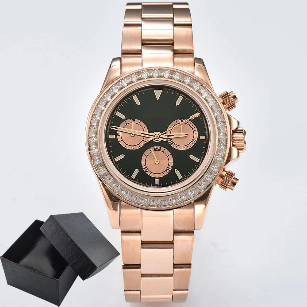 Men watches GEM Automatic Watch 39mm 4130 Chronograph Mechanical Wristwatch Sapphire Triple Windows Waterproof 10ATM 7750 watch
