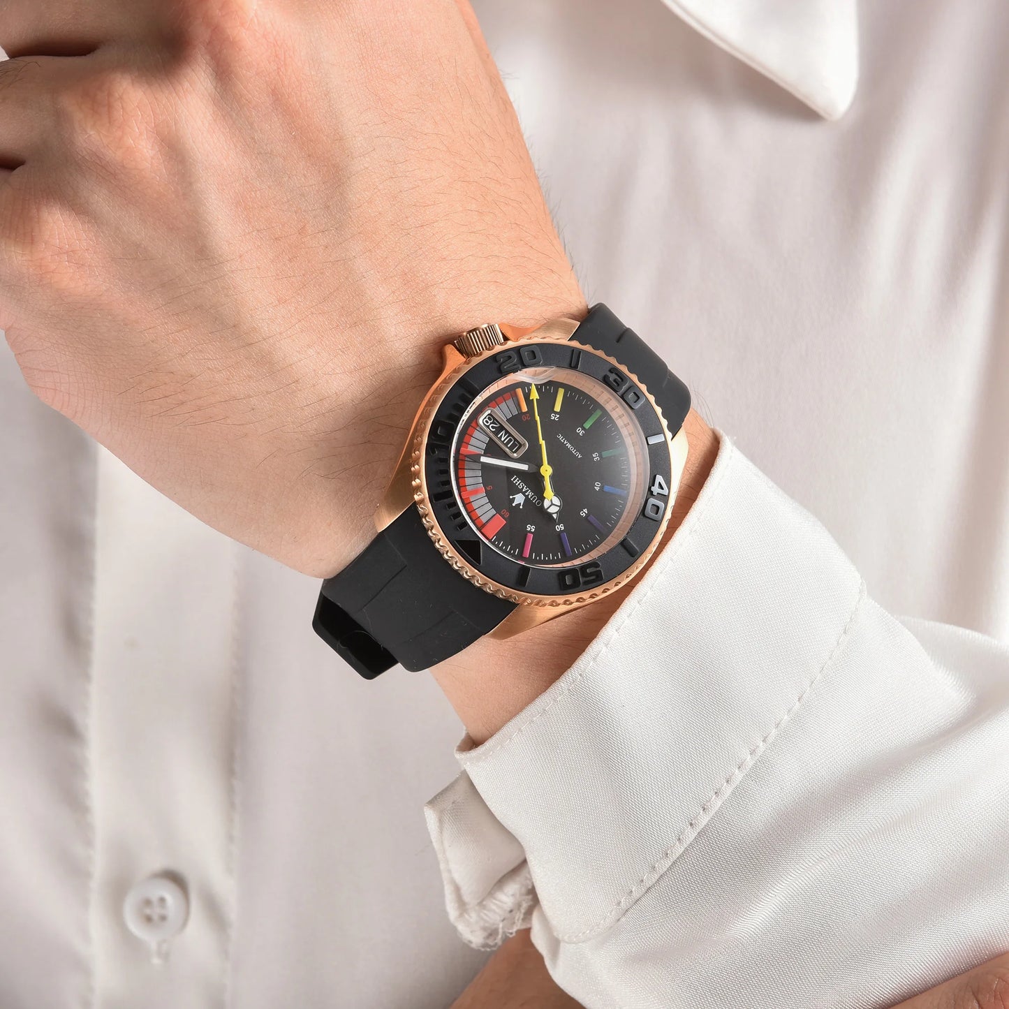 men Watch OUMASHI brand WATCH NH36 Watch NH35 Rainbow Dial Automatic mechanical movement sapphire rubber belt waterproof watch