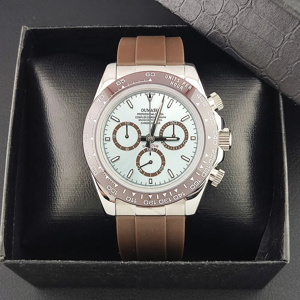 Men's 4130 Automatic Watch Automatic Chronograph Code Watch Stainless Steel sapphire Glass Luxury rubber strap Sports Men's watc