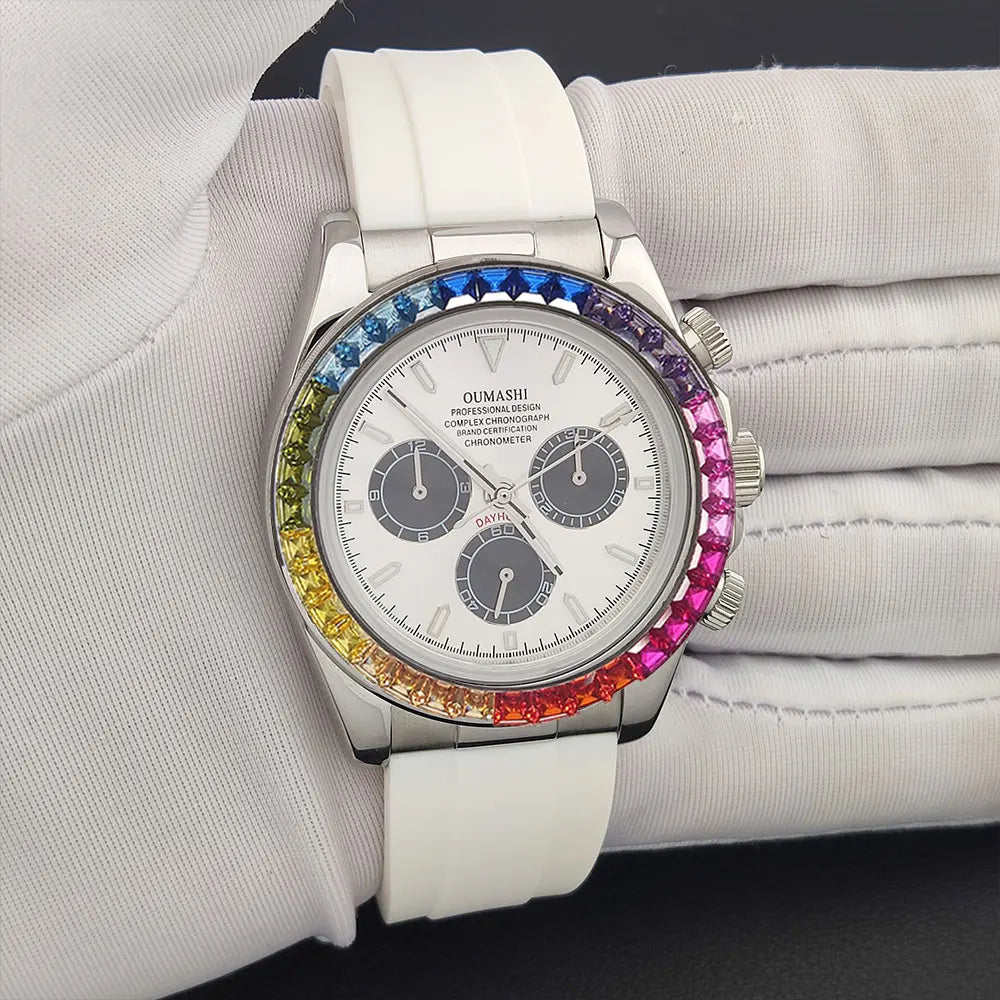 men 4130 watches sapphire Glass GEM automatic mechanical watch 39.3mm 4130 movement men's chronograph watch Waterproof 10ATM