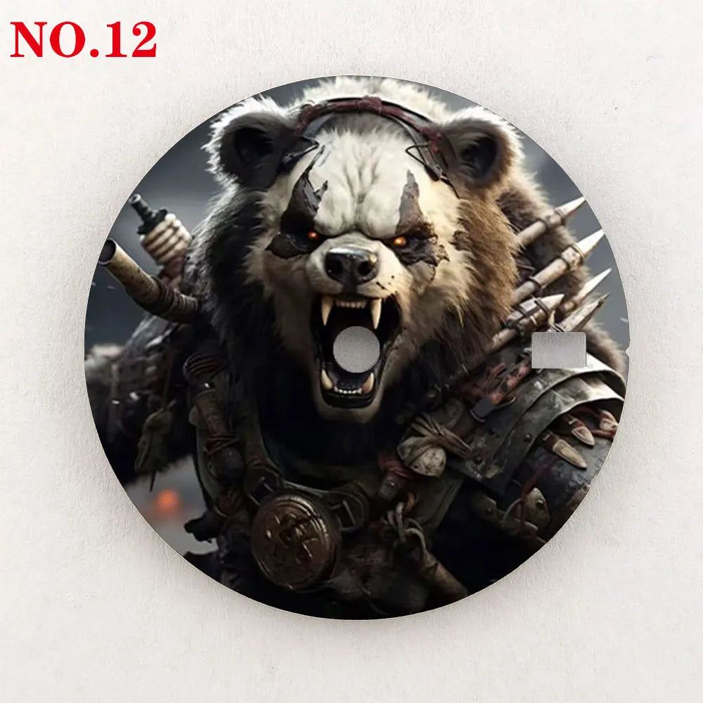 Watch dial 28.5mm NH35 dial custom-made Panda Warrior dial, color printing, watch components are suitable for NH35/36 movement