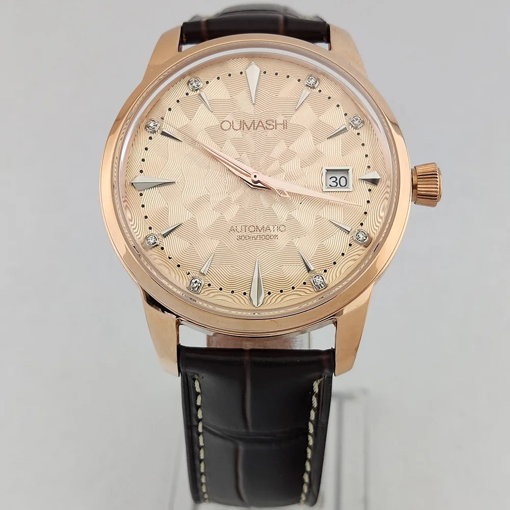 40.5mm Men's fashion watch Gemstone Series NH35 Automatic mechanical Men's Watch 10ATM Mineral glass waterproof leather strap