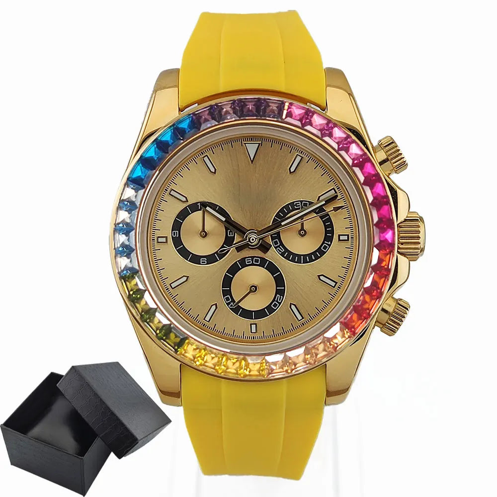 Luxury watches gold Chronograph Equation Racing Men Automatic Mechanical Watch Waterproof 10ATM Sapphire 4801 4130 Movement