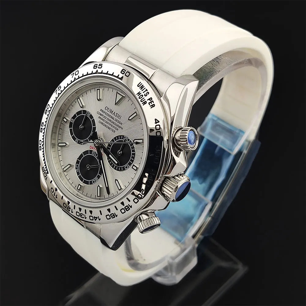 Men's 4130 Automatic Watch Automatic Chronograph Code Watch Stainless Steel sapphire Glass Luxury rubber strap Sports Men's watc