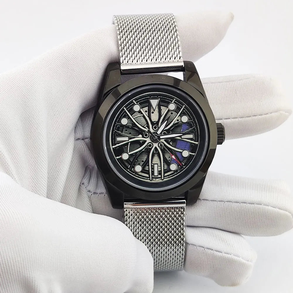 NH35 WATCH Men Watches Waterproof Rotary Sport Car Rim Man Luxury Watch Fashion Stainless Steel Men's mechanical watch