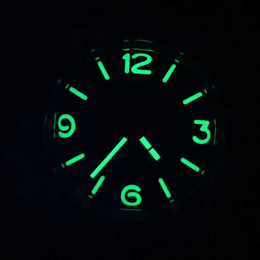 46mm men's hand mechanical ST3600 movement double needle sapphire glass waterproof and intensely luminous leather strap