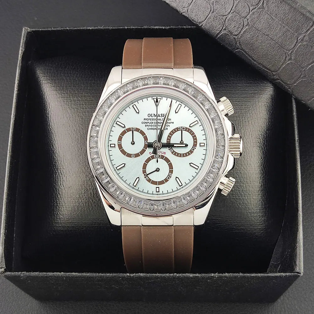 men 4130 watches sapphire Glass GEM automatic mechanical watch 39.3mm 4130 movement men's chronograph watch Waterproof 10ATM