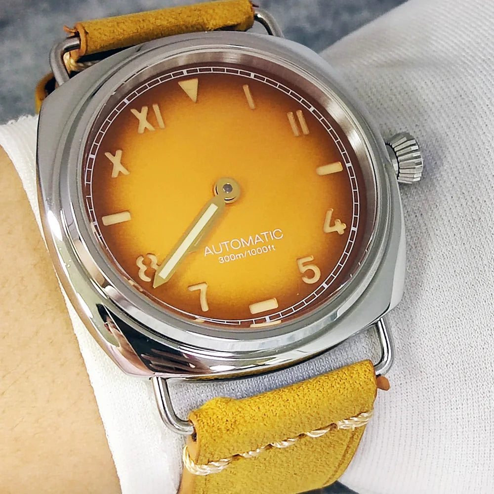 Watches 45mm Men's Manual Mechanical Watch FIT ST3600/eta6497 Movement Retro Style Luminous Mineral Glass 10ATM Water Resistance