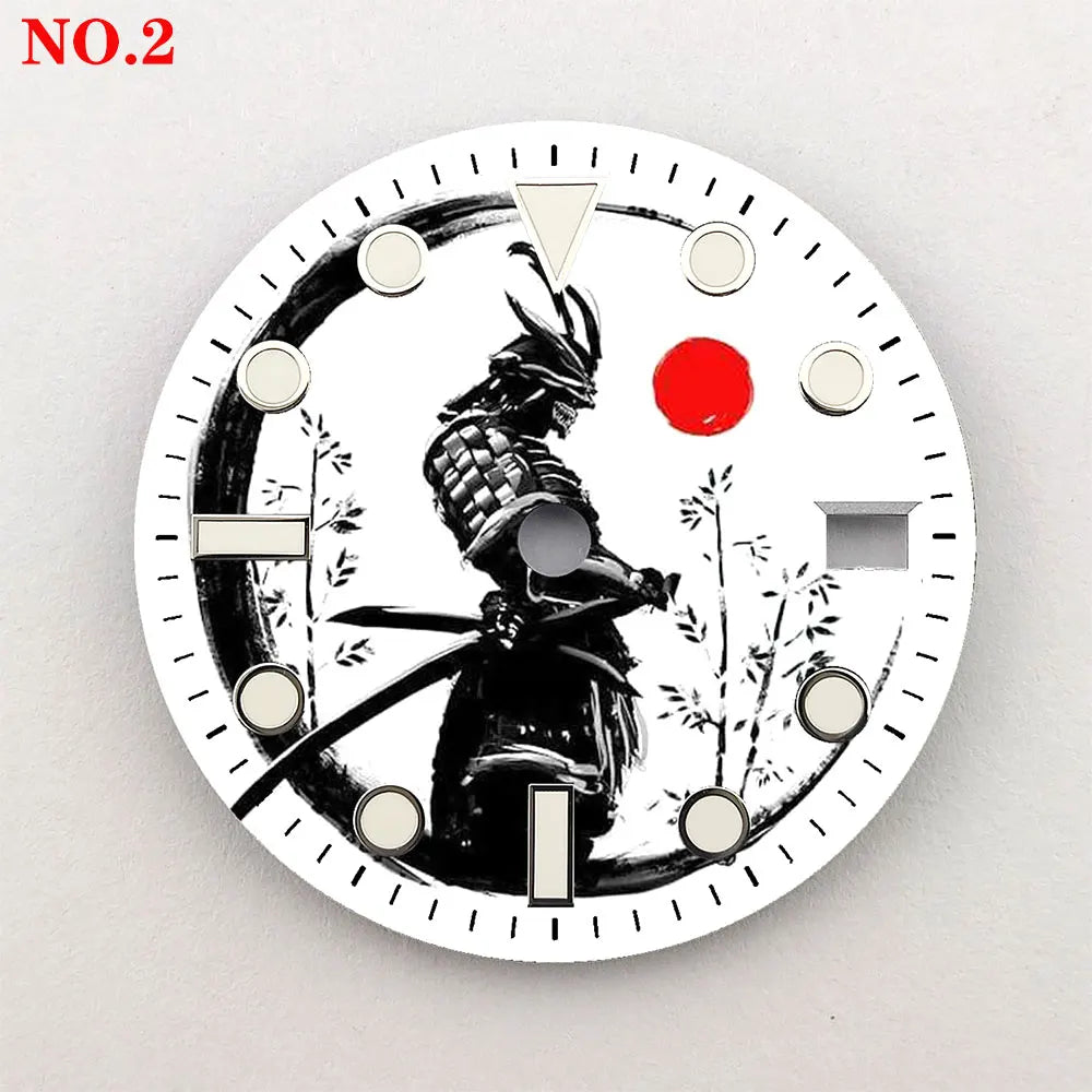 The 28.5mm dial samurai element NH35 dial creative color-printed series dial is suitable for NH35/36 movement watch accessories