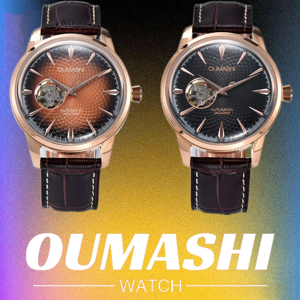 Watch 40.5mm Men's fashion mechanical watch NH38 Skeleton dial design Retro circular case transparent cover men's cocktail watch