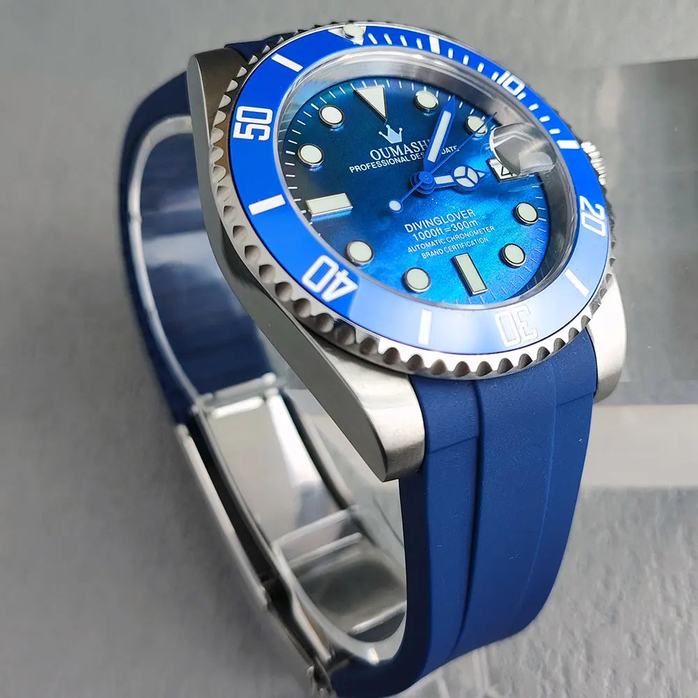 OUMASHI 40mm Mother of-pearl dial NH35 Automatic Mechanical Watch Diver gradient luminous stainless steel case sapphire glass