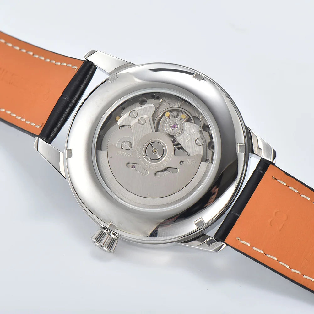 Cocktail watch 40.5mm watch Gemstone Series NH35 Automatic mechanical Men's Watch 10ATM Mineral glass waterproof leather strap