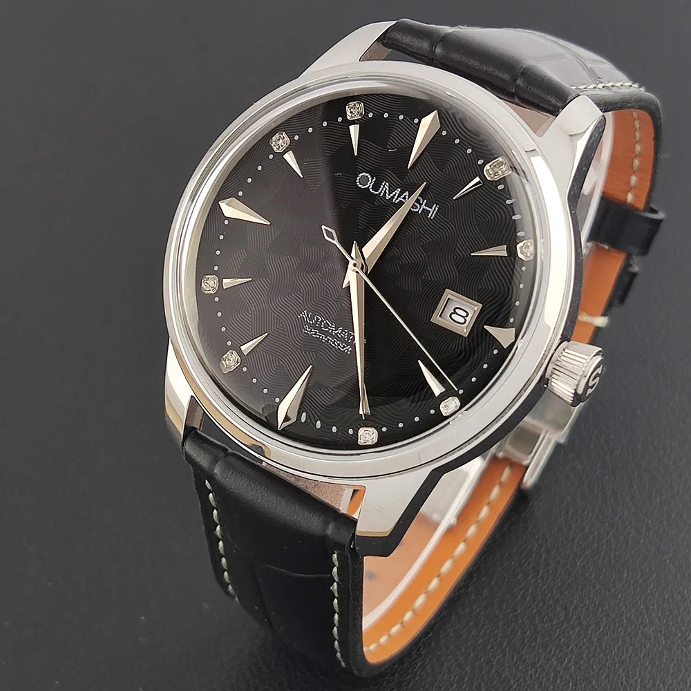 40.5mm Men's fashion watch Gemstone Series NH35 Automatic mechanical Men's Watch 10ATM Mineral glass waterproof leather strap