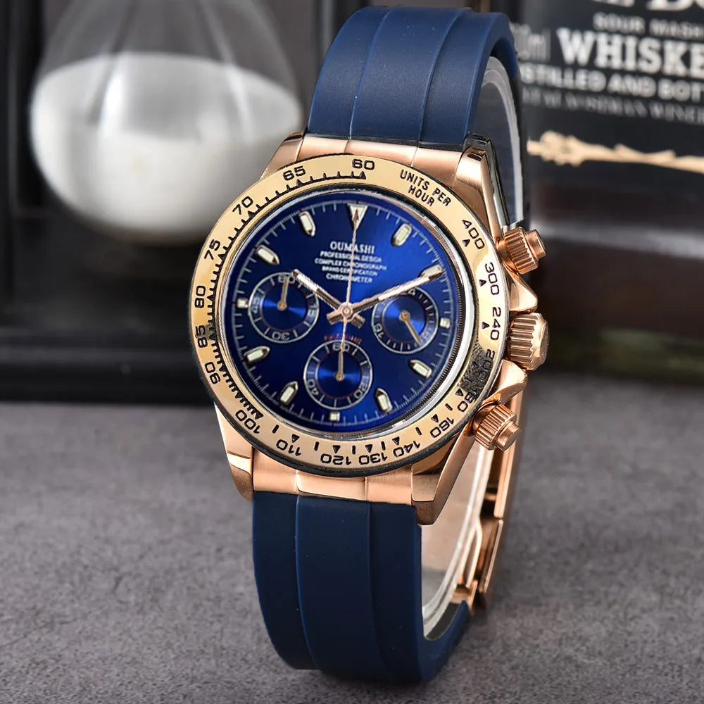 VK63 watch 39.3mm Luxury Watch Men's Chronograph Men's watch vk63 case rose gold BLUE VK63 Men's Chronograph Waterproof 10ATM