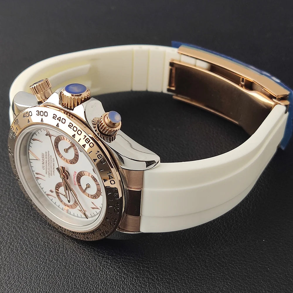 VK63 watch 39.3mm men's watch Stainless steel waterproof Sport VK63 Quartz movement watch sapphire Chronograph Rubber bracelet