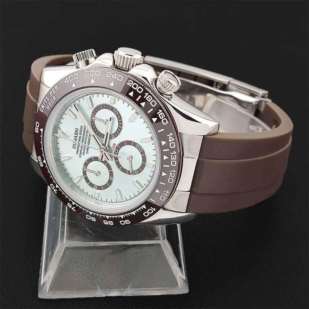 Men's 4130 Automatic Watch Automatic Chronograph Code Watch Stainless Steel sapphire Glass Luxury rubber strap Sports Men's watc