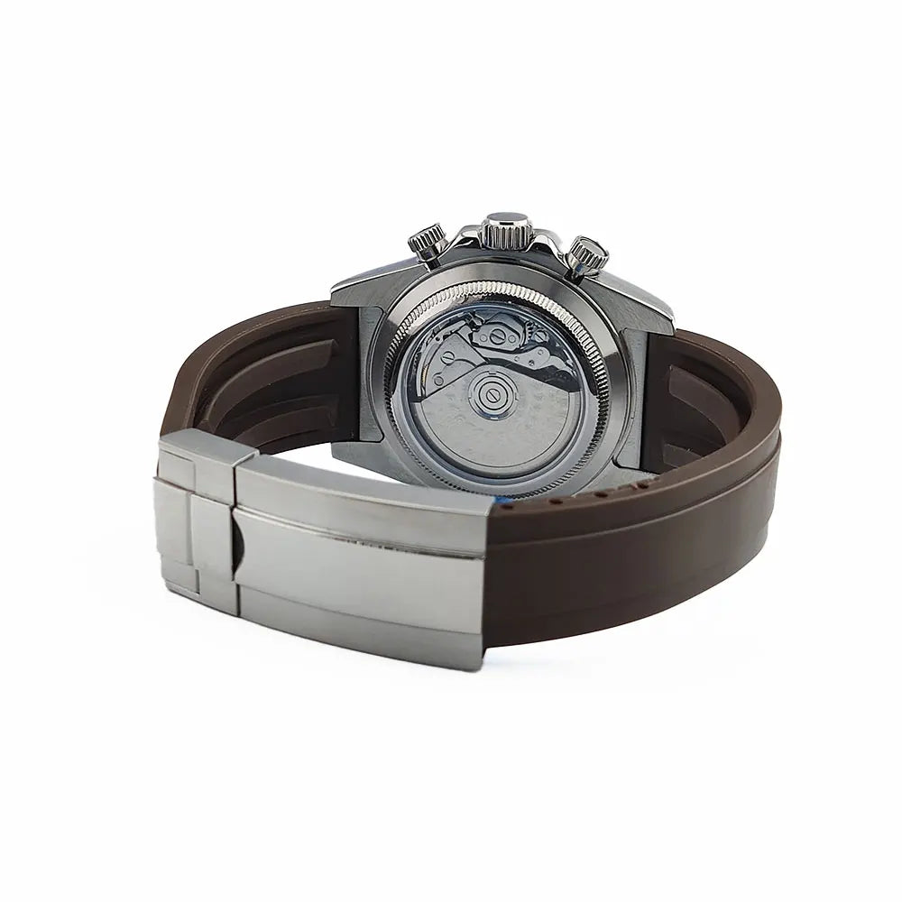 Men's 4130 Automatic Watch Automatic Chronograph Code Watch Stainless Steel sapphire Glass Luxury rubber strap Sports Men's watc