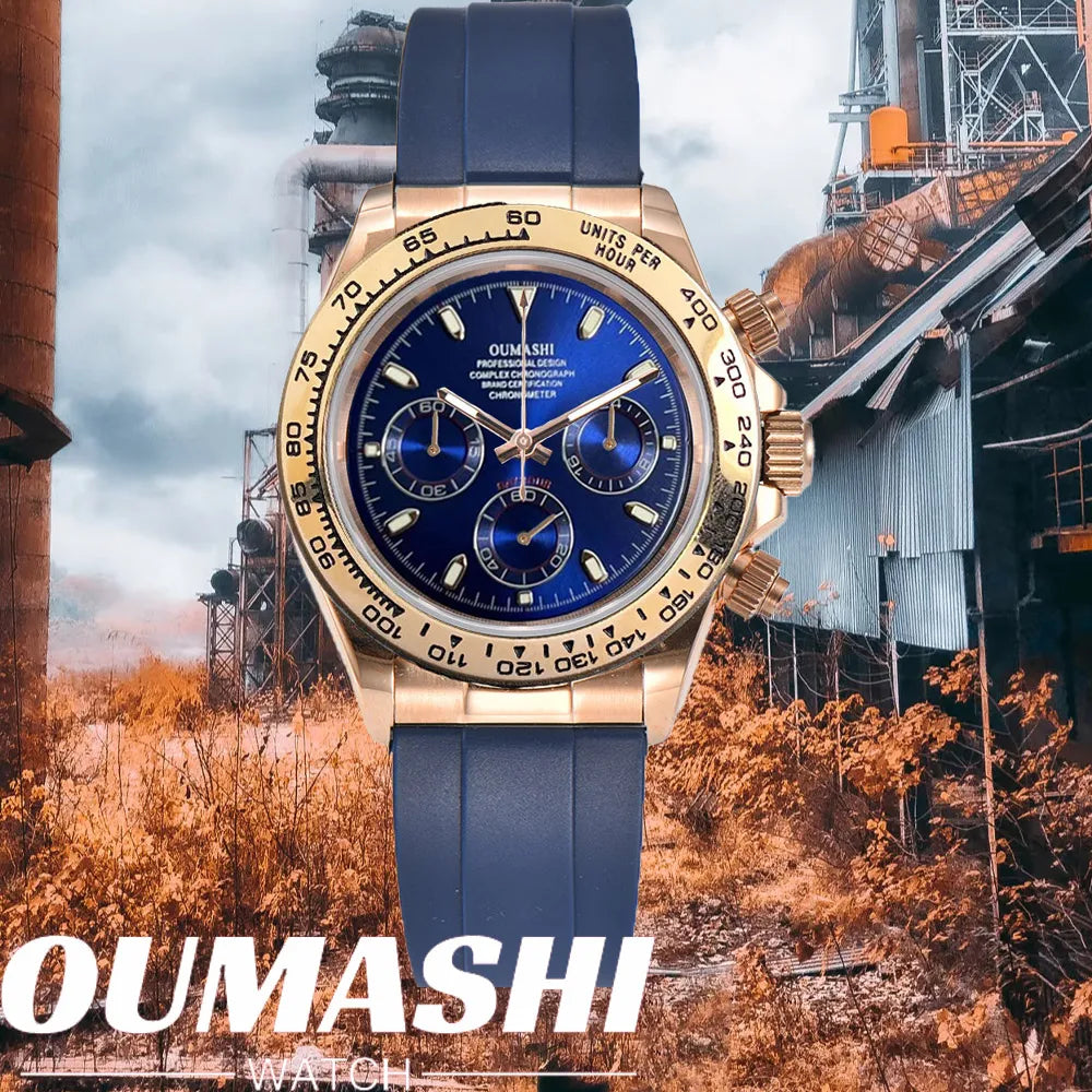 VK63 watch 39.3mm Luxury Watch Men's Chronograph Men's watch vk63 case rose gold BLUE VK63 Men's Chronograph Waterproof 10ATM
