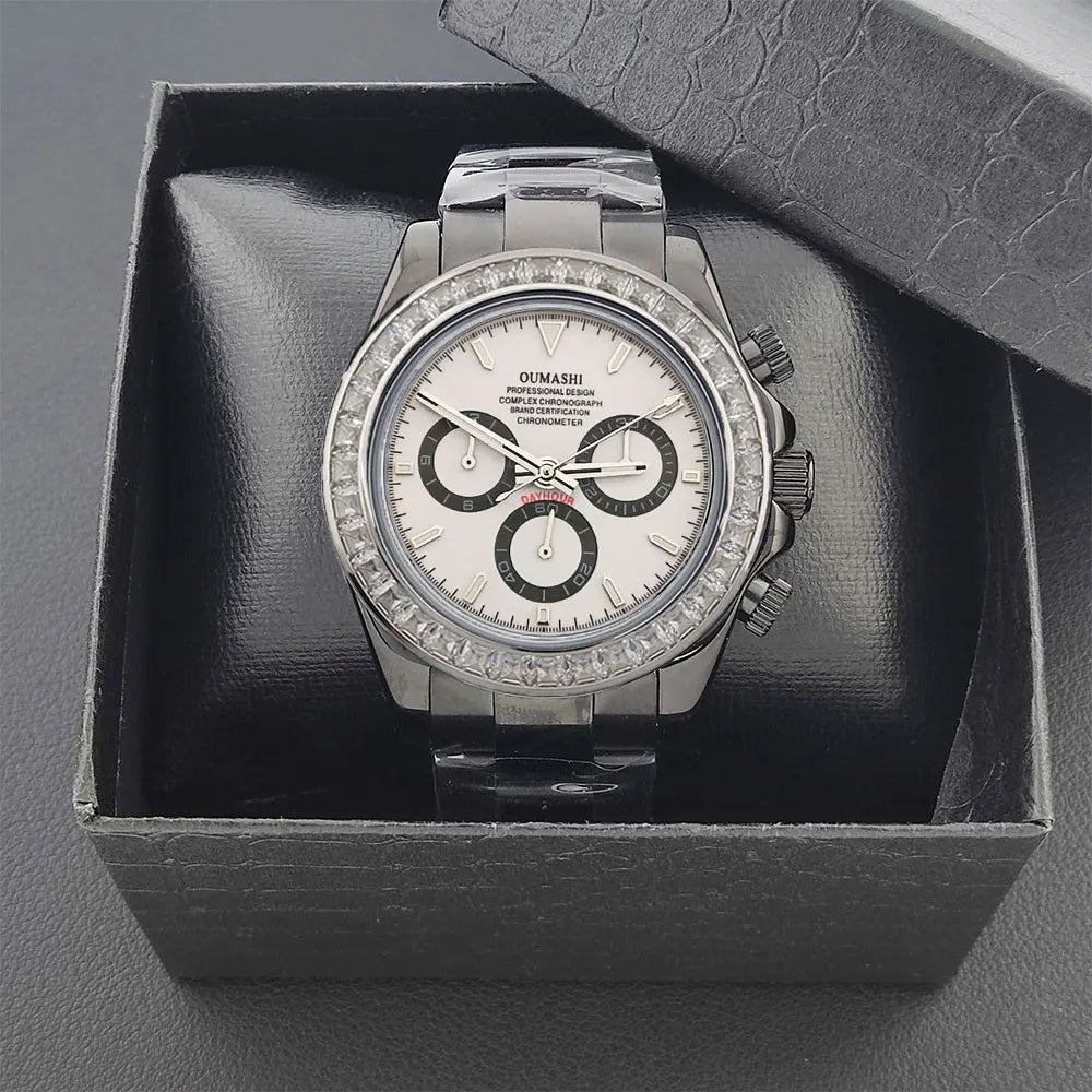 men 4130 WATCH sapphire Glass GEM black automatic mechanical watch 39.3mm  4130 movement chronograph watch Waterproof 10ATM