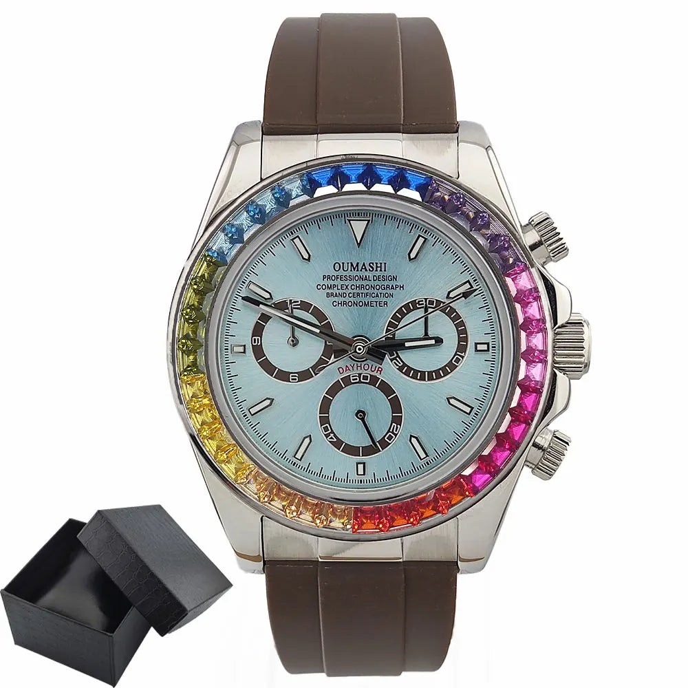 men 4130 watches sapphire Glass GEM automatic mechanical watch 39.3mm 4130 movement men's chronograph watch Waterproof 10ATM