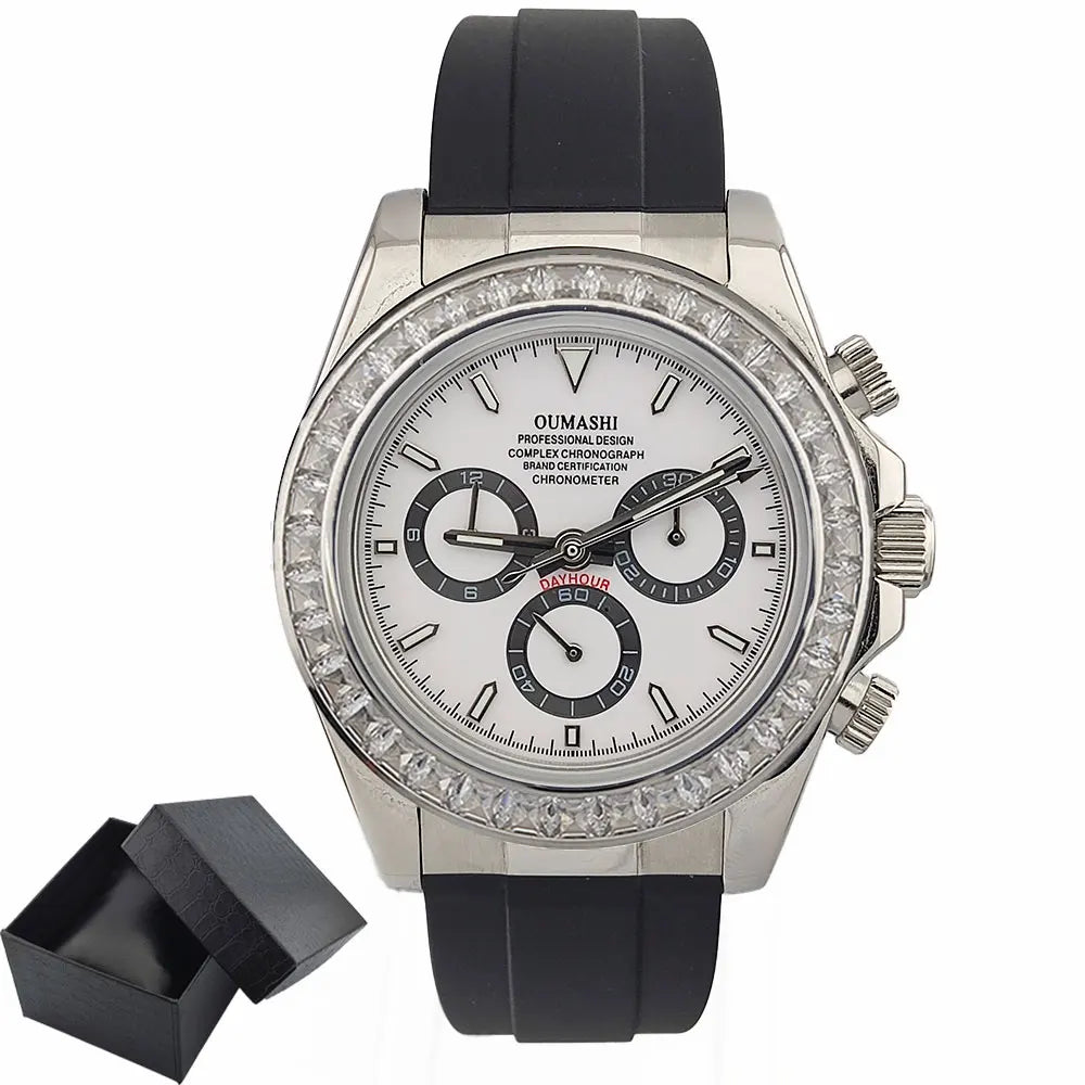 men 4130 watches sapphire Glass GEM automatic mechanical watch 39.3mm 4130 movement men's chronograph watch Waterproof 10ATM