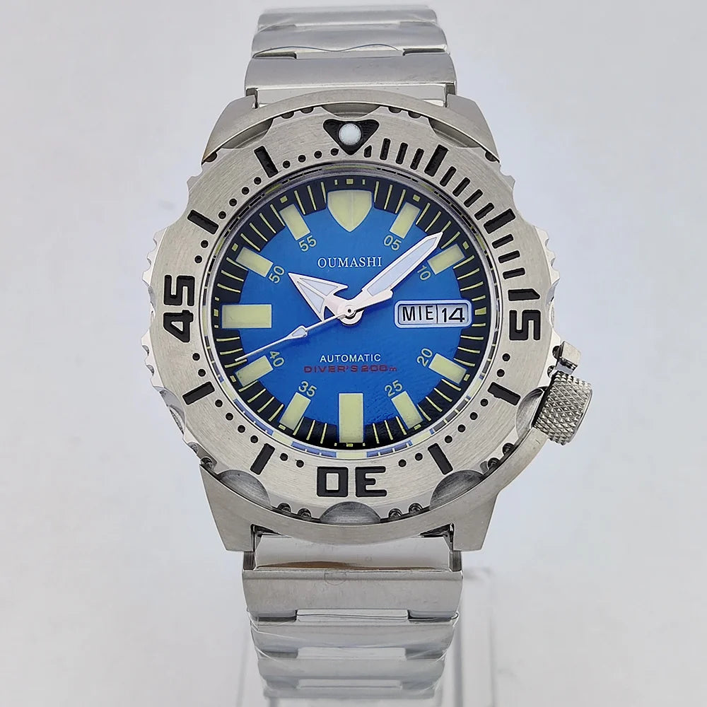 men watch NH36 movement 20ATM waterproof steel watch Men's Red teeth Sea monster automatic mechanical watch sports diving watch