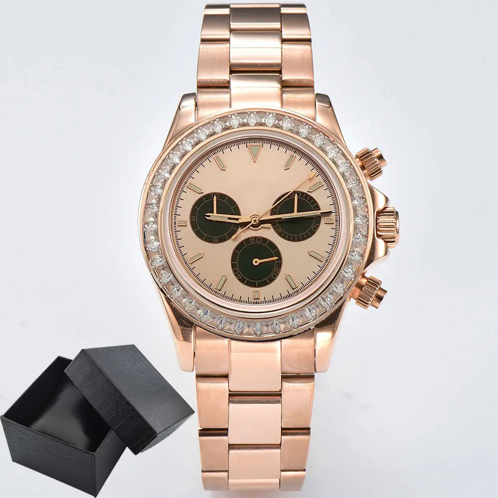 Men watches GEM Automatic Watch 39mm 4130 Chronograph Mechanical Wristwatch Sapphire Triple Windows Waterproof 10ATM 7750 watch