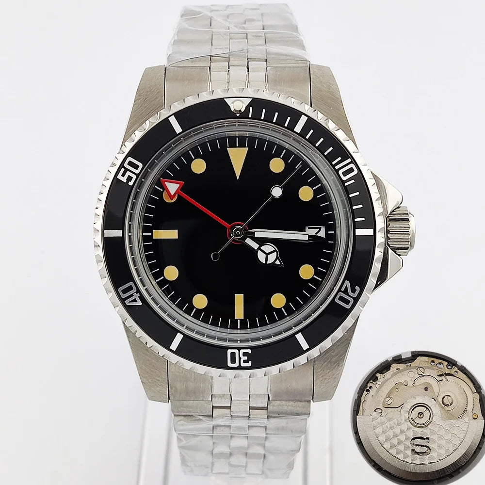 NH34GMT Men's 120 clicks bezel Waterproof Luxury Men's 39.5mm domed glass Mechanical Clock Dive NH34 modify Automatic watch