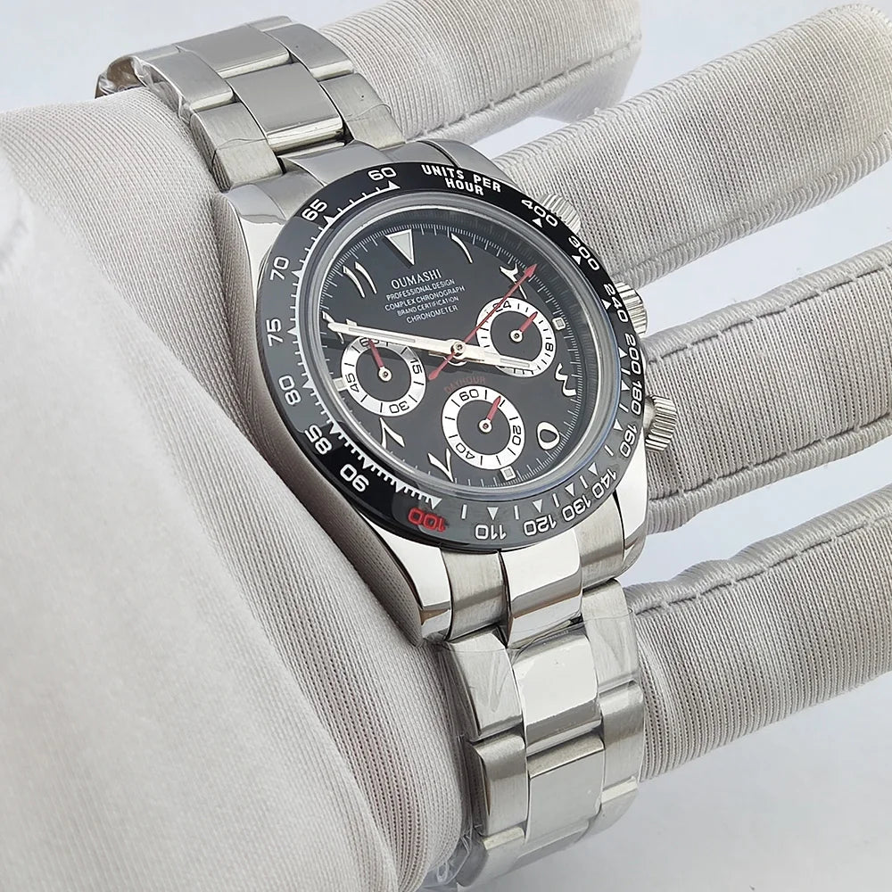 VK63 WATCH 39.3MM Casual Vk63 Quartz Movement Watch Men's waterproof steel case Arabian Dial Chronograph Luminous watch
