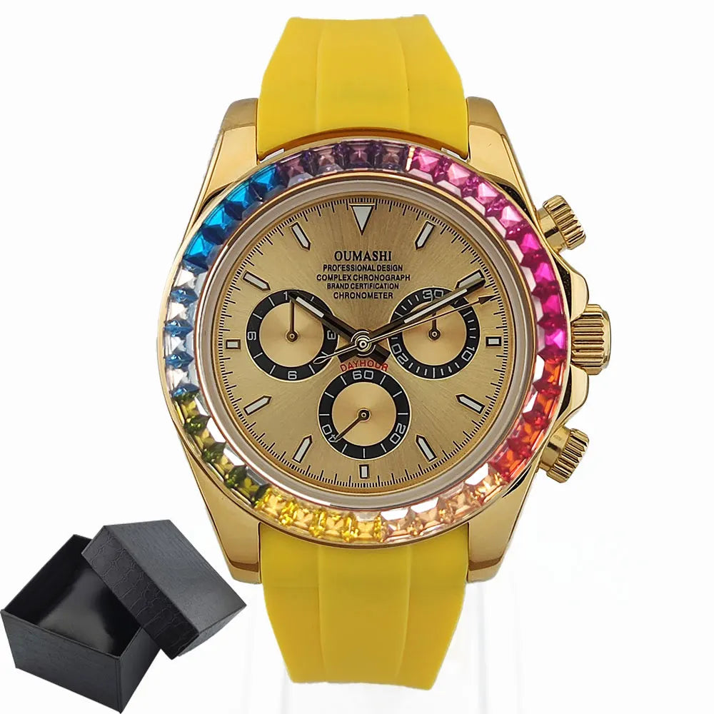 Luxury watches gold Chronograph Equation Racing Men Automatic Mechanical Watch Waterproof 10ATM Sapphire 4801 4130 Movement