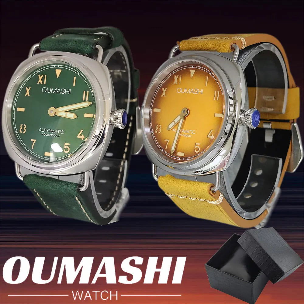 Watches 45mm Men's Manual Mechanical Watch FIT ST3600/eta6497 Movement Retro Style Luminous Mineral Glass 10ATM Water Resistance