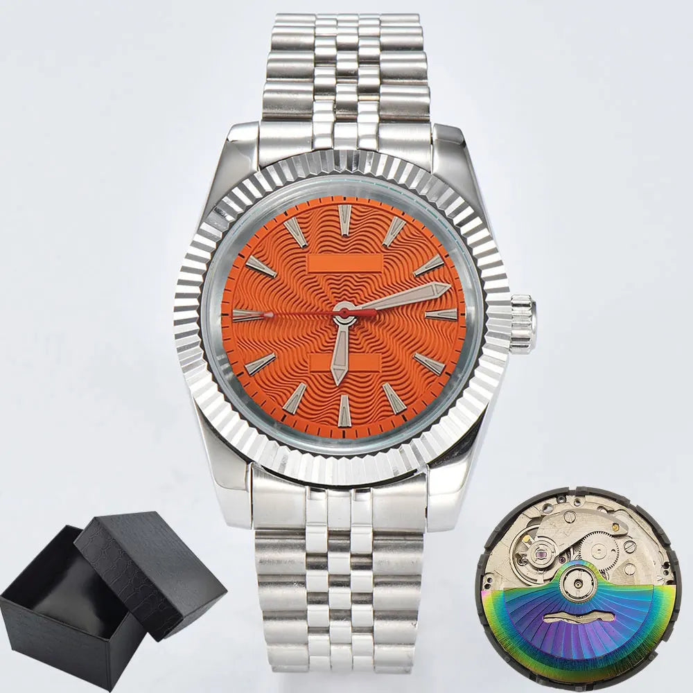 NH35A Mechanical Watch For Men 36mm/39mm Fluted Bezel Sapphire Crystal Black Blue Green RED Pink Dial Green Luminous Waterproof