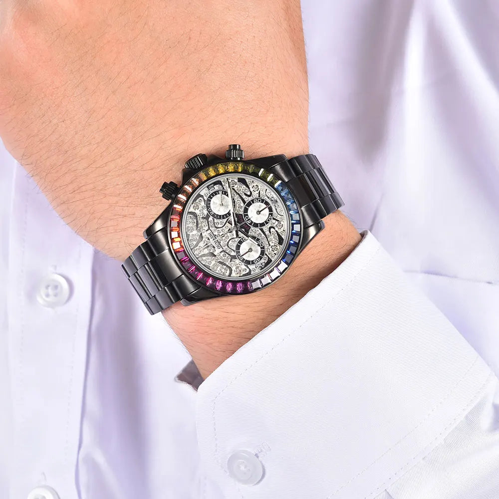 39.3mm Luxury Watches Men's Chronograph New gems watch Business Watch Men's VK63 Men's Chronograph watch VK63 Waterproof 10ATM