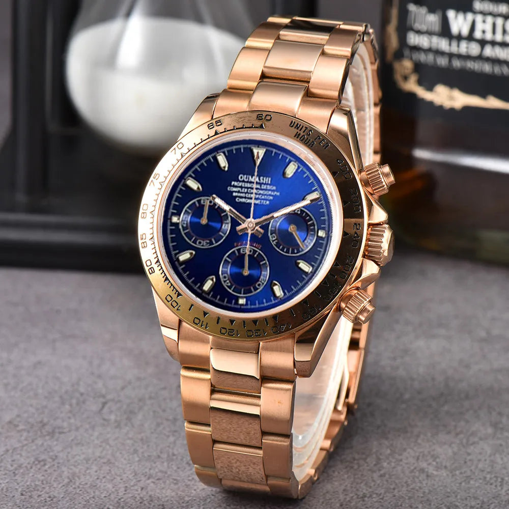 VK63 watch 39.3mm Luxury Watch Men's Chronograph Men's watch vk63 case rose gold BLUE VK63 Men's Chronograph Waterproof 10ATM