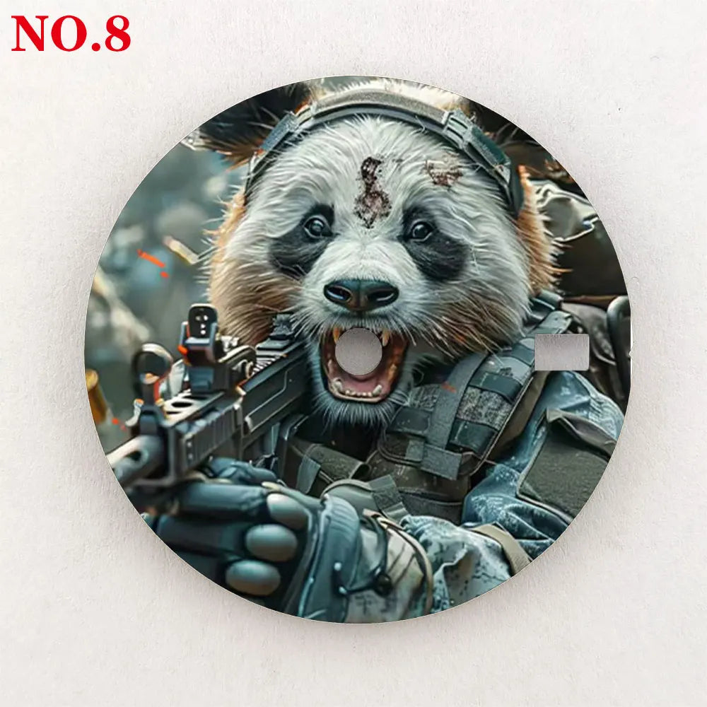 Watch dial 28.5mm NH35 dial custom-made Panda Warrior dial, color printing, watch components are suitable for NH35/36 movement