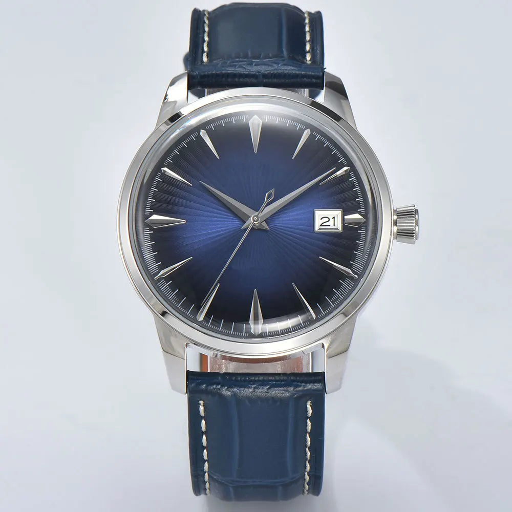 Cocktail watch 40.5mm watch Gemstone Series NH35 Automatic mechanical Men's Watch 10ATM Mineral glass waterproof leather strap