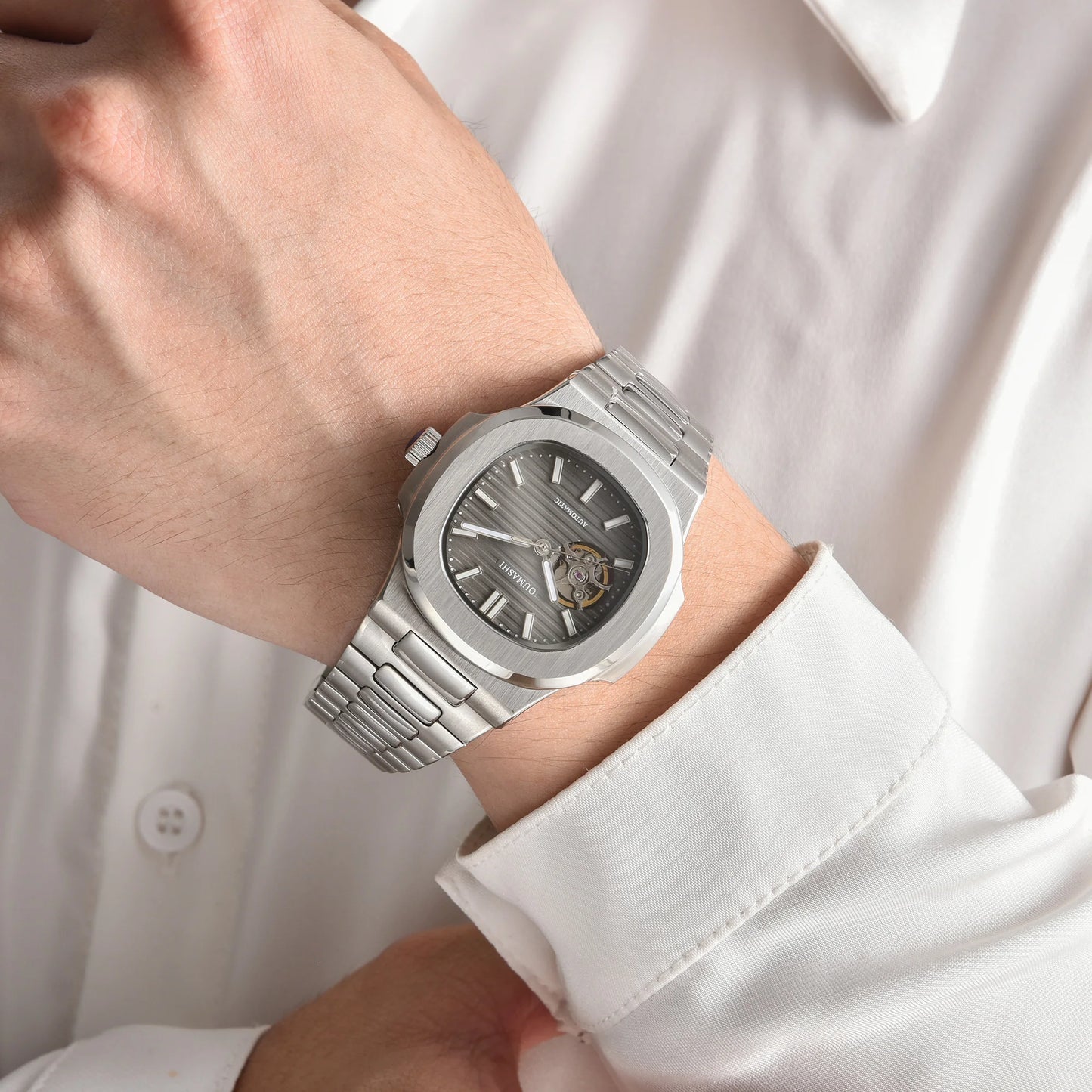 Automatic NH38a Watch 43mm Men's Watch Mechanical Hollow Watch 316L Stainless steel sapphire glass shell waterproof watch 10ATM
