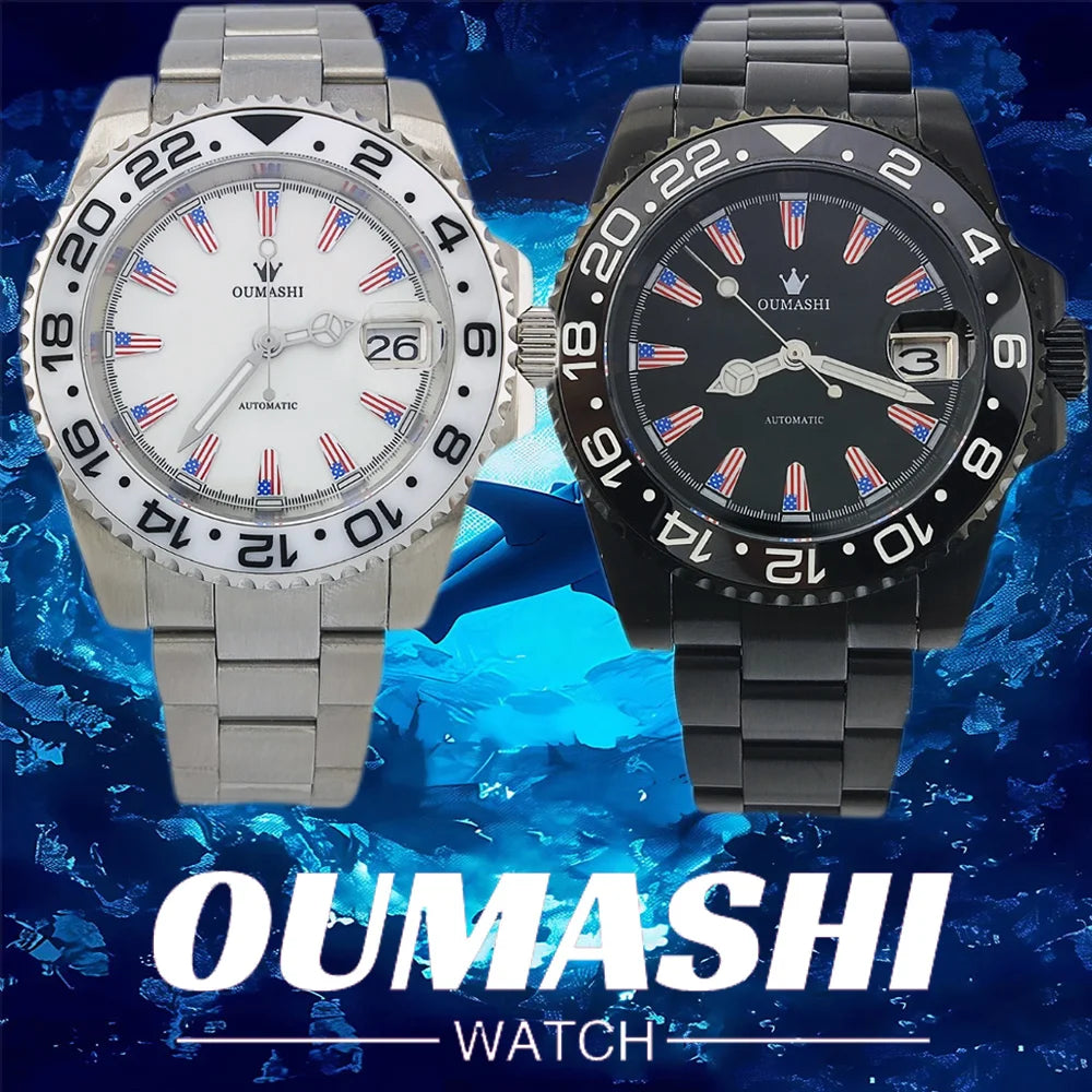 NH35 Watch 40.8mm Men's watch Super Luminous Flag Dial Stainless Steel sapphire Glass Men's luxury watch waterproof 10ATM